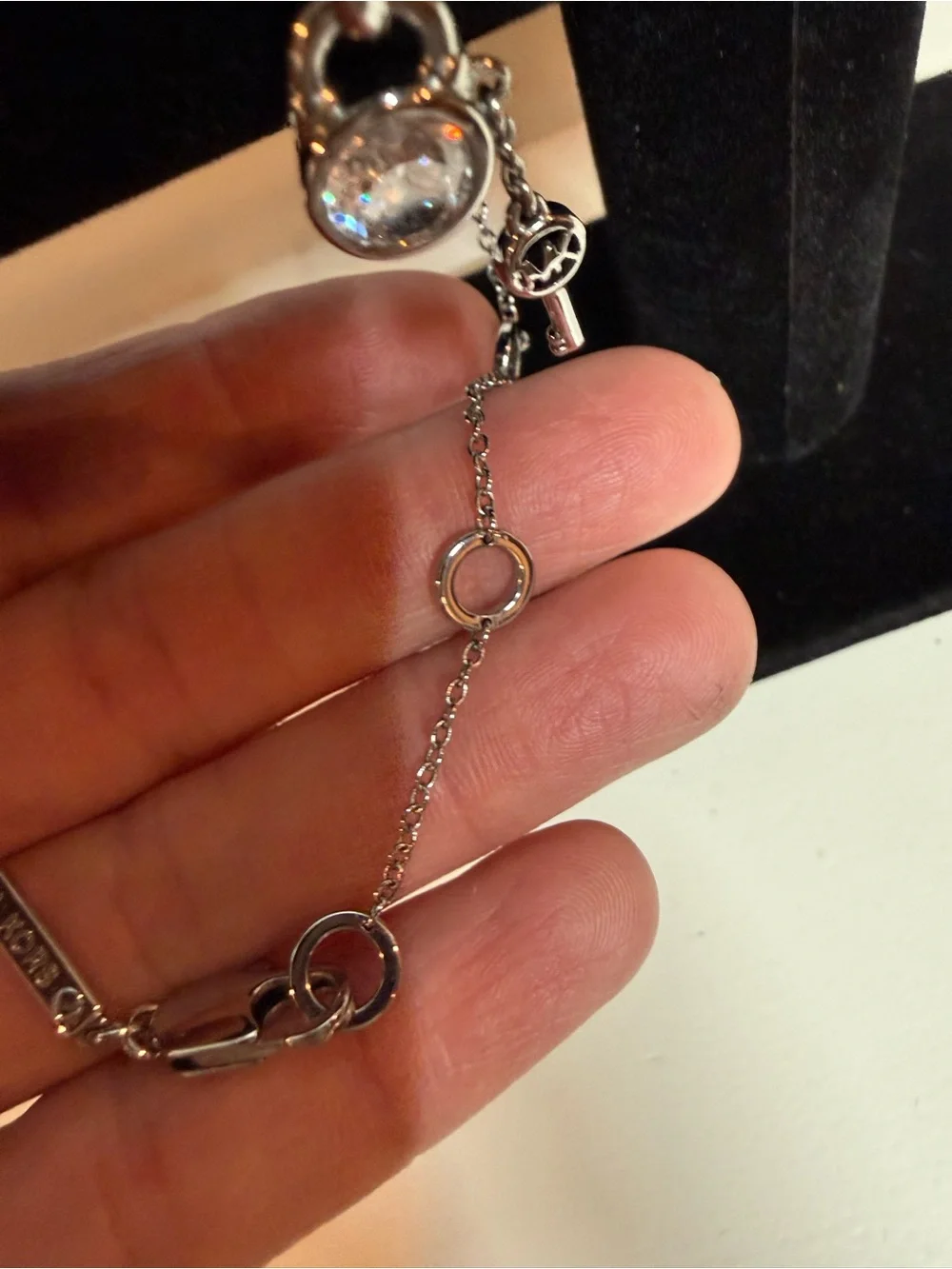 Michael Kors silver  Padlock & Key Pendant Necklace